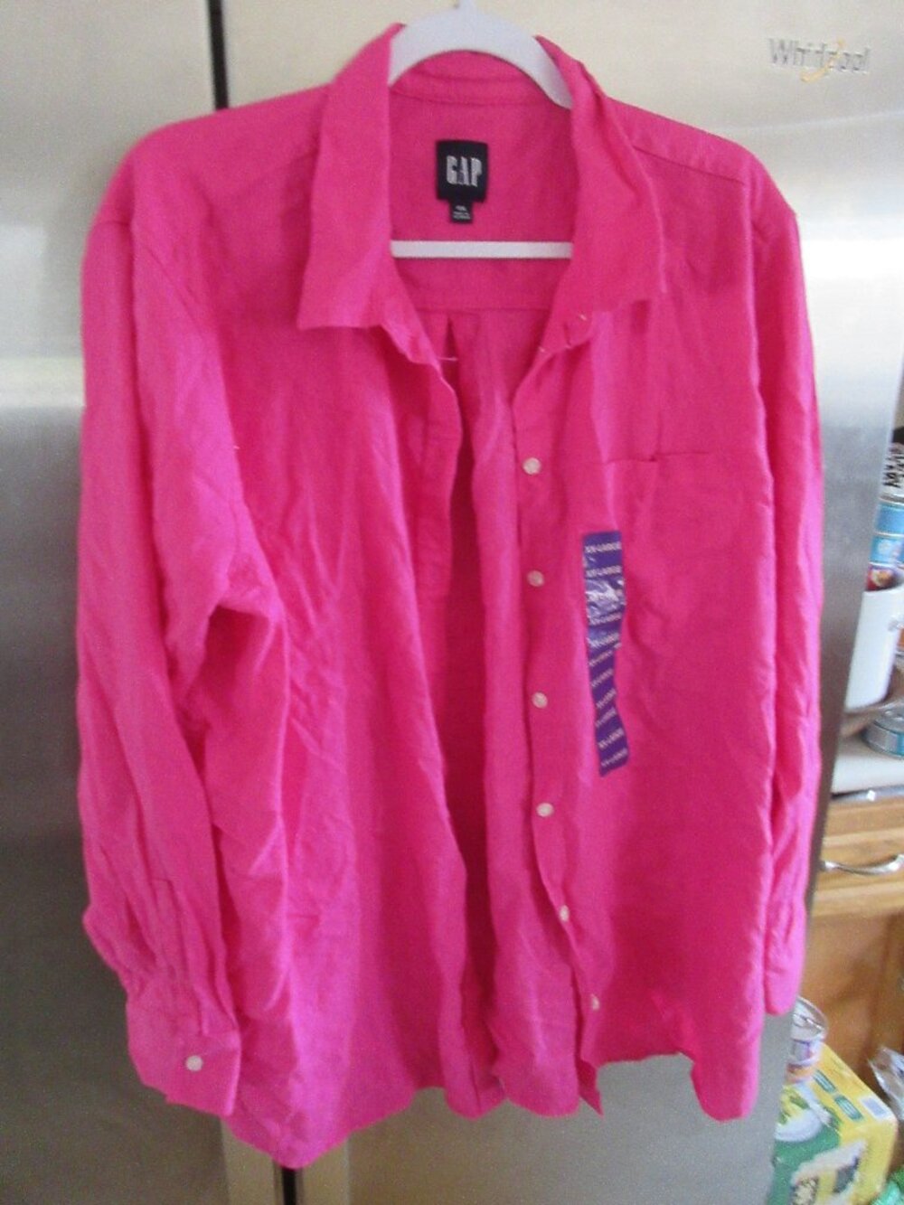 GAP Linen blend Top, sz. XXL  New shirt blouse dk pink nwot
